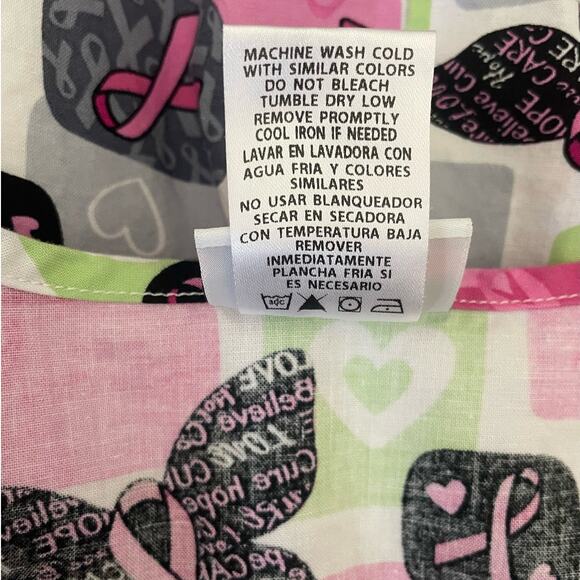 Scrubstar Women Top S Pink Uniform Medical Nurse Pattern Breast Cancer Awareness - Picture 8 of 9